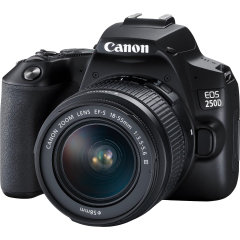 Canon EOS 250D DSLR Camera, 24.1 MP, Video 4K, Wi-Fi, Negru + Obiectiv EF-S 18-55mm, f/3.5-5.6 III