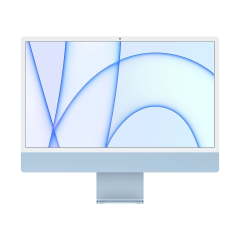 24" iMac Desktop PC with Apple M1 processor, 24" Retina 4.5K display, 8GB RAM, 256GB SSD, 7-core GPU, Blue.